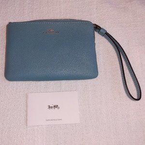Coach Corner Zip Wristlet Purse: Tiffany Blue